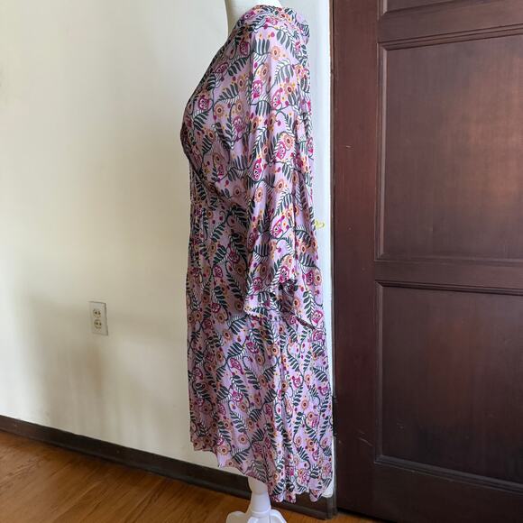 DAY Birger et Mikkelsen | Amethyst Purple Floral Chiffon Faux Wrap Dress Size 10 - Picture 2 of 10